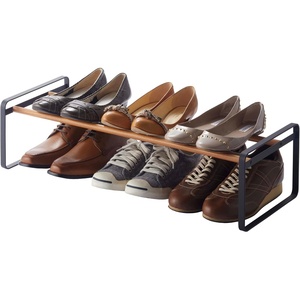 YAMAZAKI Home Plain Stackable Slim Shoe Rack, 7″ – Steel – Holds Up To 4 Pairs Of Shoes Per Shelf(Black)