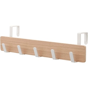 YAMAZAKI Home Ply Over The Door Hooks – Hanging Coat Rack, Wood, Over-The-Door, Minimal Assembly Req.(Ash)