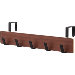 YAMAZAKI Home Ply Over The Door Hooks – Hanging Coat Rack, Wood, Over-The-Door, Minimal Assembly Req.(Walnut)