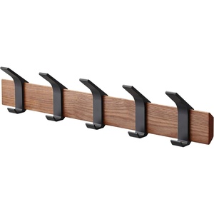 YAMAZAKI Home Rin Wall-Mounted Coat Hanger Brown – Steel + Wood(Walnut)