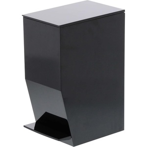 YAMAZAKI Home Sanitary Step Trash Can – Small Space Waste Bin for Bathroom Kitchen ABS Plastic One Size White(Black)