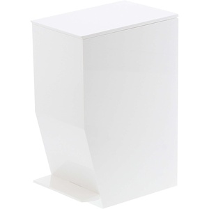 YAMAZAKI Home Sanitary Step Trash Can – Small Space Waste Bin for Bathroom Kitchen ABS Plastic One Size White(White)