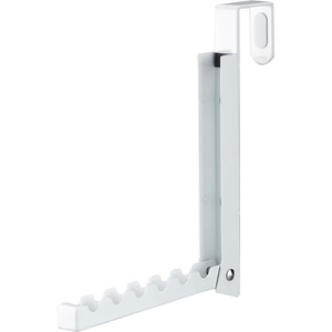 YAMAZAKI Home Smart Over The Door Coat Hook Organizer Collapsible Foldable Rack for Entryway Or Bedroom Closet – 2-Hook – Steel(White)