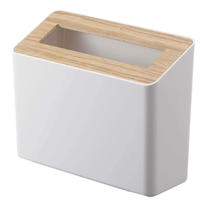 YAMAZAKI Home Table Top Trash Can – No Assembly Req.(Walnut)
