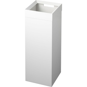 YAMAZAKI Home Tall Slim Trash Can – Modern Square Steel Waste Basket with Handle, White Metal Trash Can for Kitchen, Bathroom, or Office, 7.25 Gallons, Slim Tall Design(White)