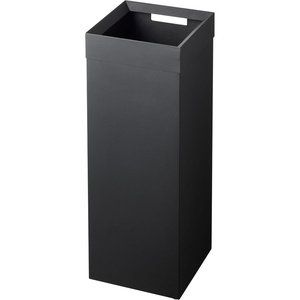 YAMAZAKI Home Tall Slim Trash Can – Modern Square Steel Waste Basket with Handle, White Metal Trash Can for Kitchen, Bathroom, or Office, 7.25 Gallons, Slim Tall Design(Black)