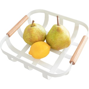 YAMAZAKI Home Tosca Fruit Basket – Kitchen Decorative Metal Holder Bowl – Steel + Wood(White)