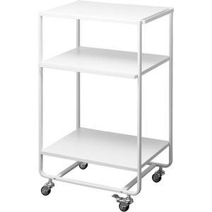 YAMAZAKI Home Tower 3-Tier Trolley Rolling Metal Heavy-Duty Storage Cart Organizer with Casters/Utility Cart for Kitchen/Bathroom, 32″ – Steel -(White)