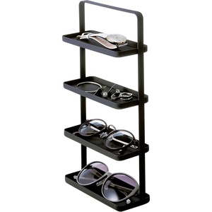 YAMAZAKI Home Tower 4-Tier Accessory Tray – Jewelry Holder & Storage Organizer – Steel(Black)