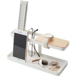 YAMAZAKI Home Tower Desk Bar – Wood & Steel Organizer – Steel(White)