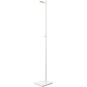 YAMAZAKI Home Tower Freestanding Modern Coat Hook Hanger For Entryway, Office, Or Bedroom With Wooden Accent, 63.98″ – Steel + Wood(White)