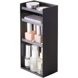 YAMAZAKI Home Tower Jewelry & Makeup Organizer, Standup Cosmetic Storage Box, Display Case – Flat – Abs Plastic(Black)