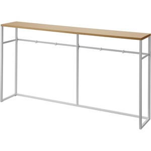 YAMAZAKI Home Tower Long Console Table for Entryway Or Hallways, Narrow Behnd Sofa Table with Wooden Top(White)