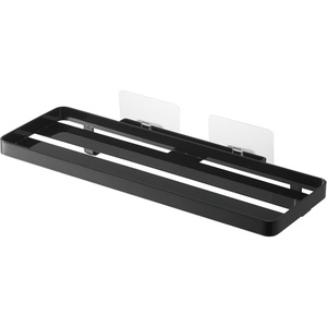 YAMAZAKI Home Tower Self-Adhesive Bathroom Sink Organizer Rack – Versatile Storage For Toothbrushes, Makeup, Hair Products – Easy Installation On Tile, Plastic, Metal – Space-Saving Tray – Steel(Black)