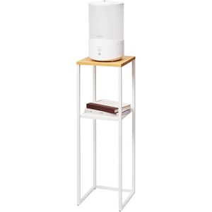 YAMAZAKI Home Tower Two-Tier Display & Corner Storage Shelf, Entryway Or Bedside Console Table for Humidifiers Or Plants, 31.5″ – Steel + Wood(White)