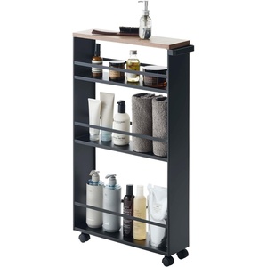 YAMAZAKI home Tower Rolling Slim Storage Cart With Handle White(Black)