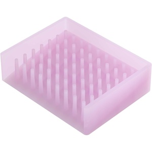 Yamazaki Home Self Draining Soap Tray – Floating Holder Dish for Sink, Silicone, No Assembly Req.(Pink)