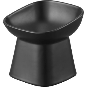 Yamazaki Home Tower Elevated Ceramic Pet Food Bowl – Angled, Non-Slip, Microwave & Dishwasher Safe – 6.7Oz(Black)