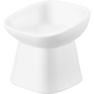 Yamazaki Home Tower Elevated Ceramic Pet Food Bowl – Angled, Non-Slip, Microwave & Dishwasher Safe – 6.7Oz(White)