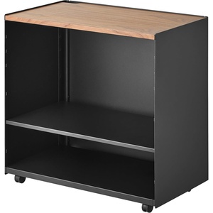 Yamazaki Home Tower Mobile Hideaway Storage Cart – Rolling Printer Stand with Adjustable Shelves, Hidden Storage, Rolling Cart with Wheels, Mobile Office Organizer, Utility Cart, 23″ – Steel + Wood -(Black)