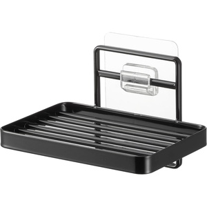 Yamazaki Home Tower Self Adhesive Hygienic Soap Tray, Wall, Sink, Or Shower Mounted Bar Soap Dish – Steel(Black)
