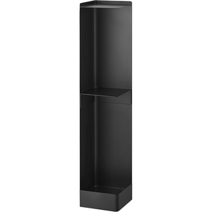 Yamazaki Home Tower Supplies Organizer-Slim Rolling Bathroom Storage, Toilet Paper Stocker with Adjustable Shelf – Steel -(Black)
