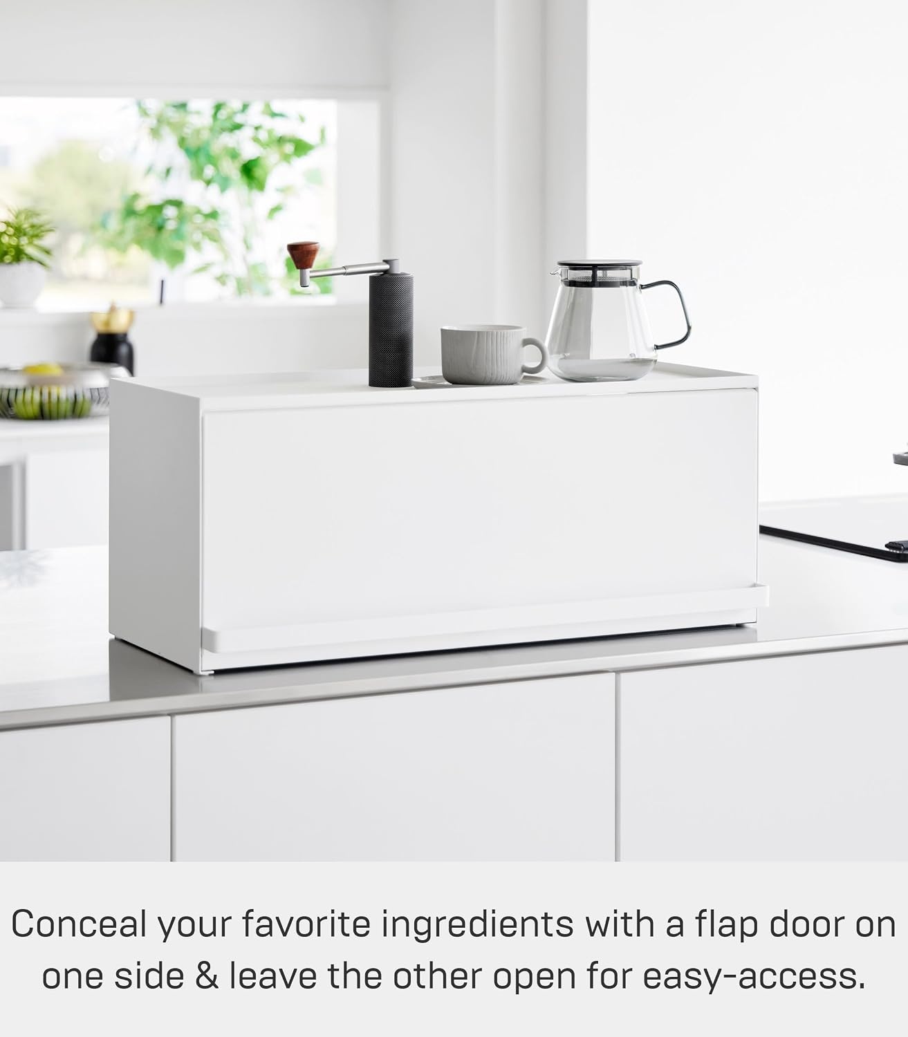 image:imageYAMAZAKI Home BackOpening Kitchen Countertop Storage Rack Compact Organizer with LiftUp Door for Spices Condiments amp Pantry Items Modern Steel Cabinet for Small Spaces SteelWhite