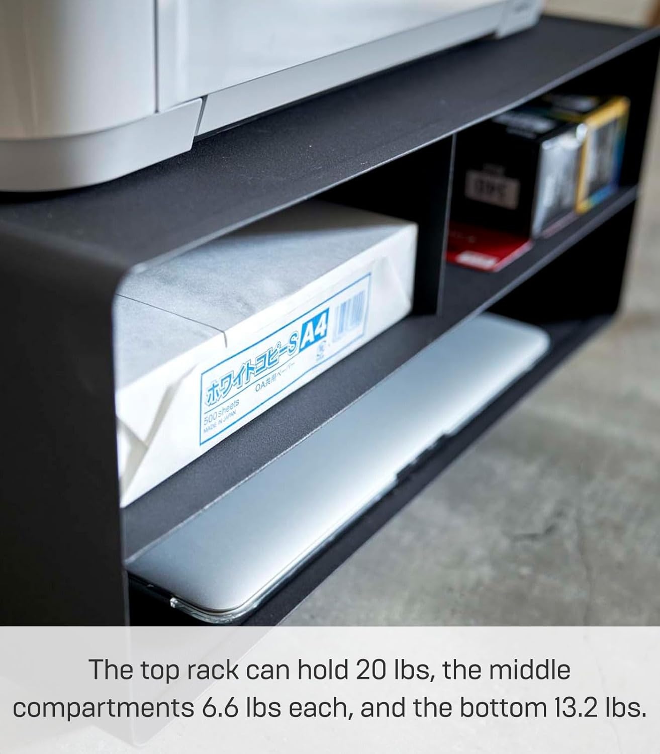 image:imageYAMAZAKI Home Desktop Printer Stand Computer Accessory Office Organizer Steel One Size WhiteBlack