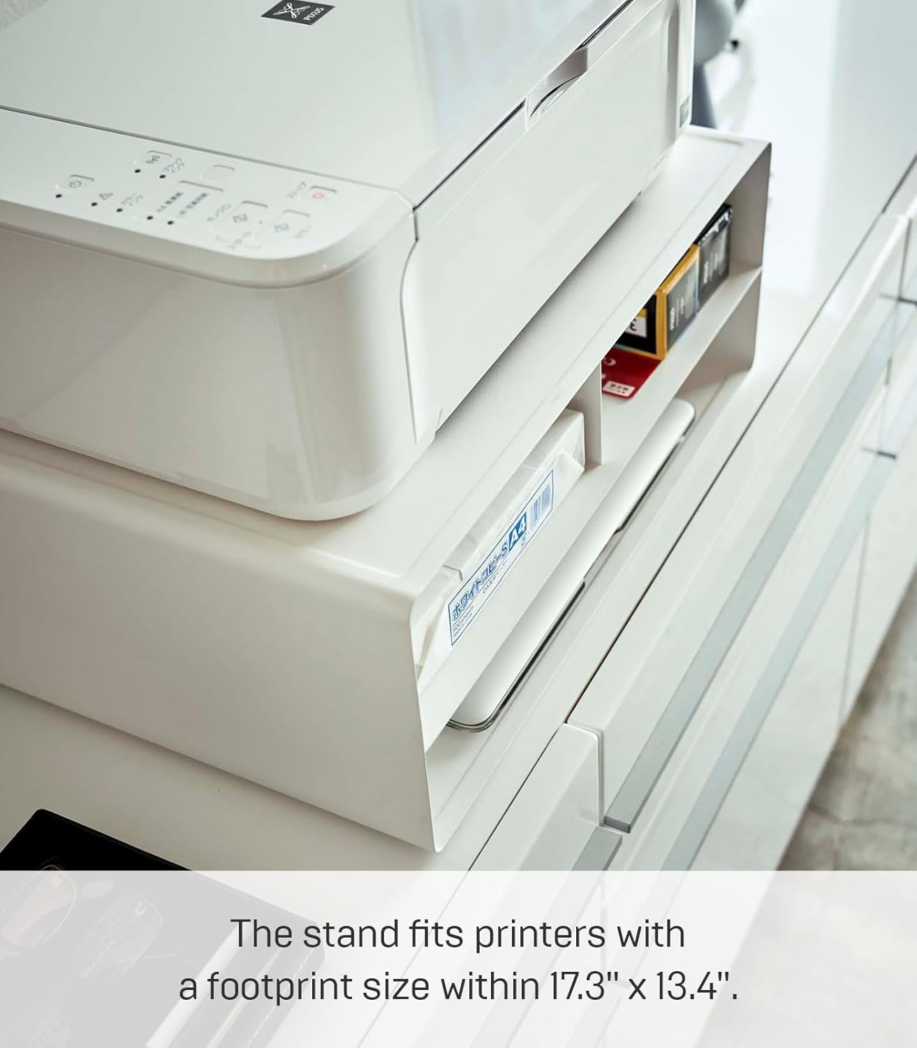 image:imageYAMAZAKI Home Desktop Printer Stand Computer Accessory Office Organizer Steel One Size WhiteWhite