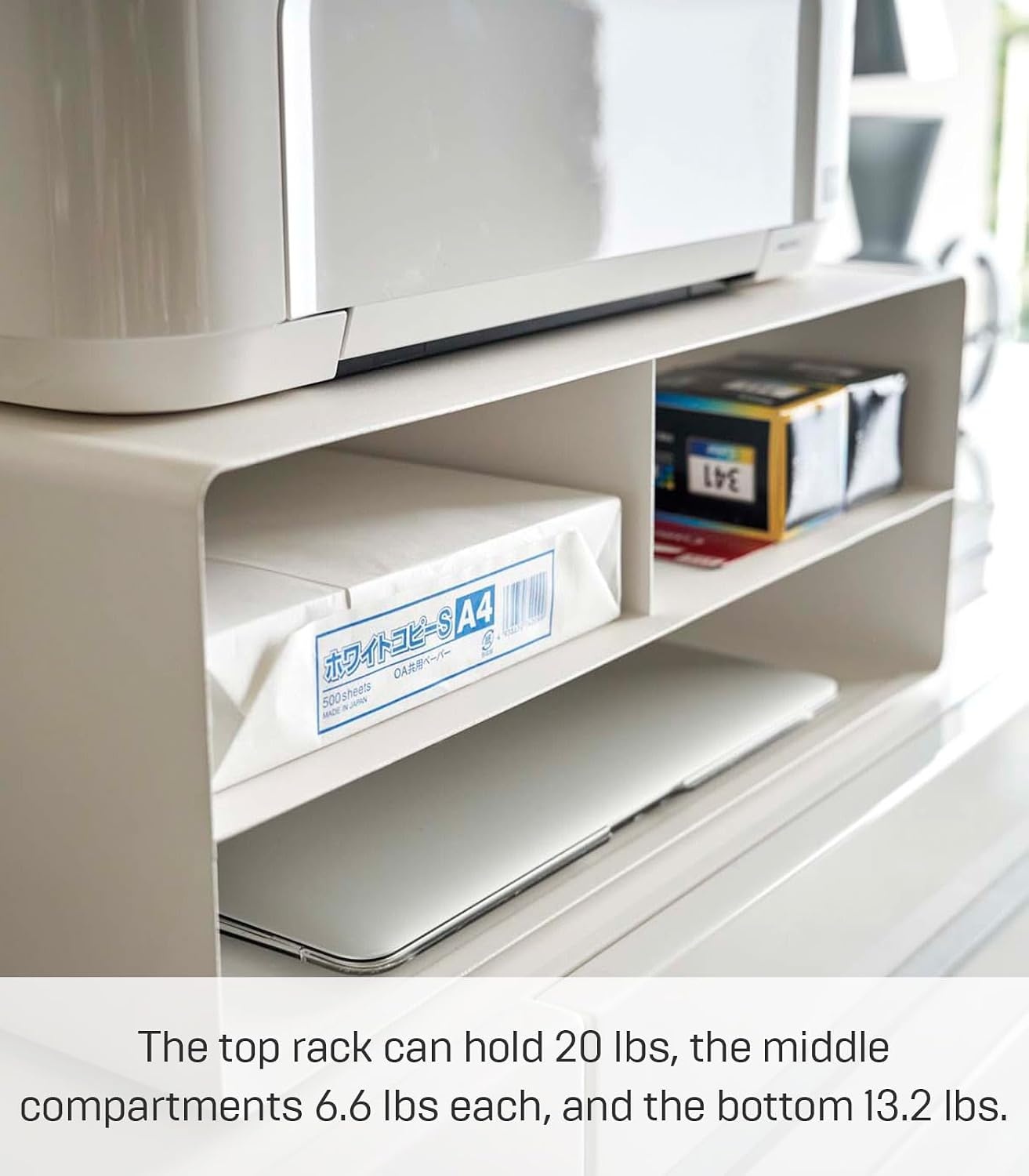 image:imageYAMAZAKI Home Desktop Printer Stand Computer Accessory Office Organizer Steel One Size WhiteWhite