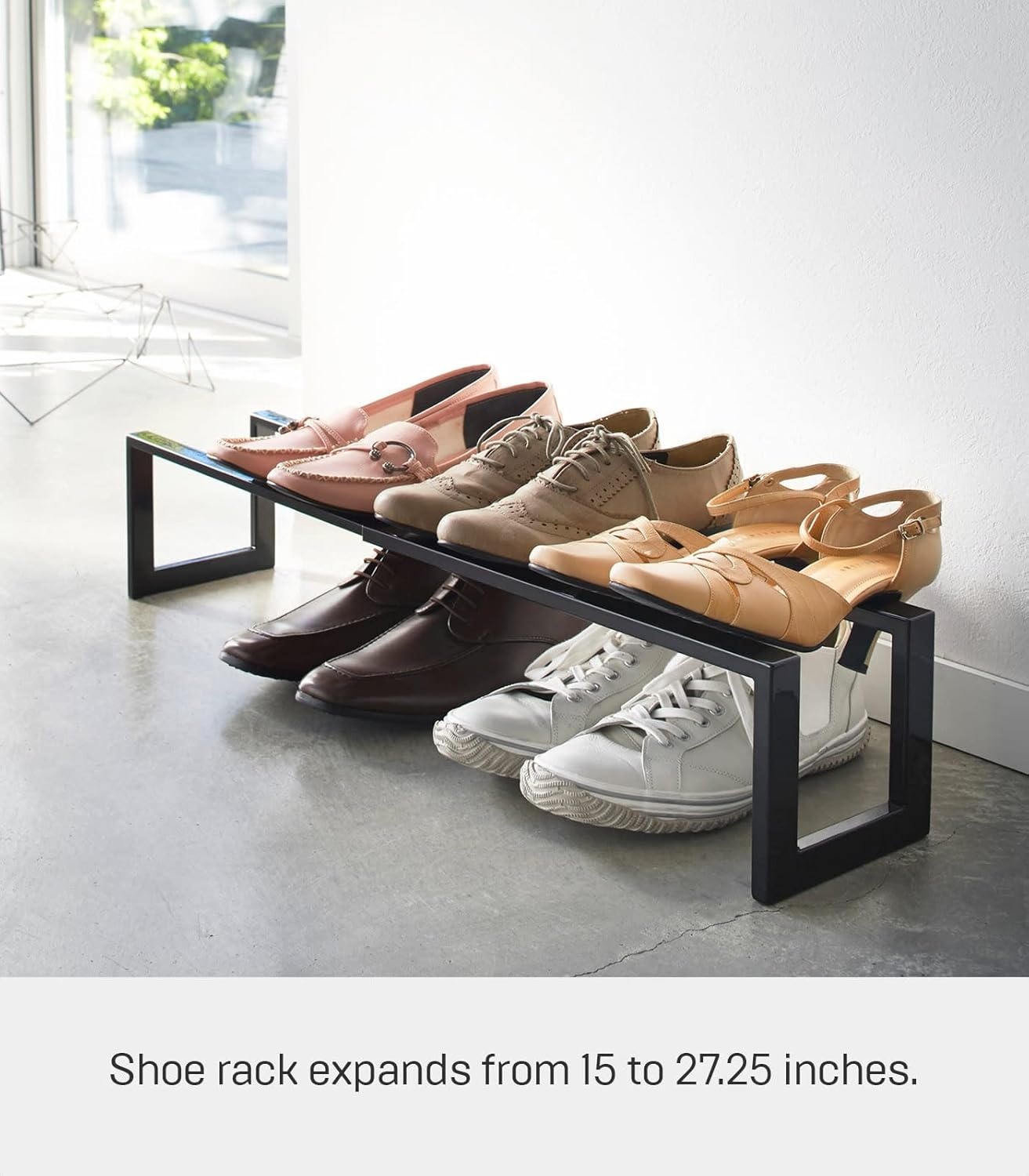 image:imageYAMAZAKI Home Expanding Shoe Rack Metal Adjustable Steel One Size WhiteBlack