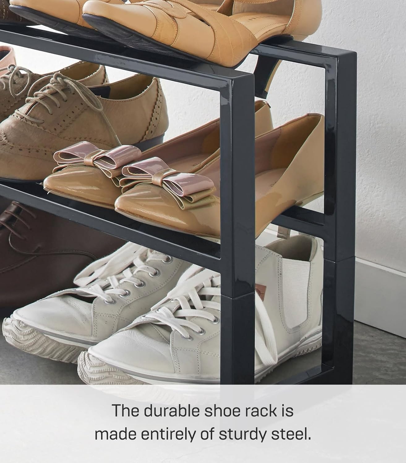 image:imageYAMAZAKI Home Expanding Shoe Rack Metal Adjustable Steel One Size WhiteBlack