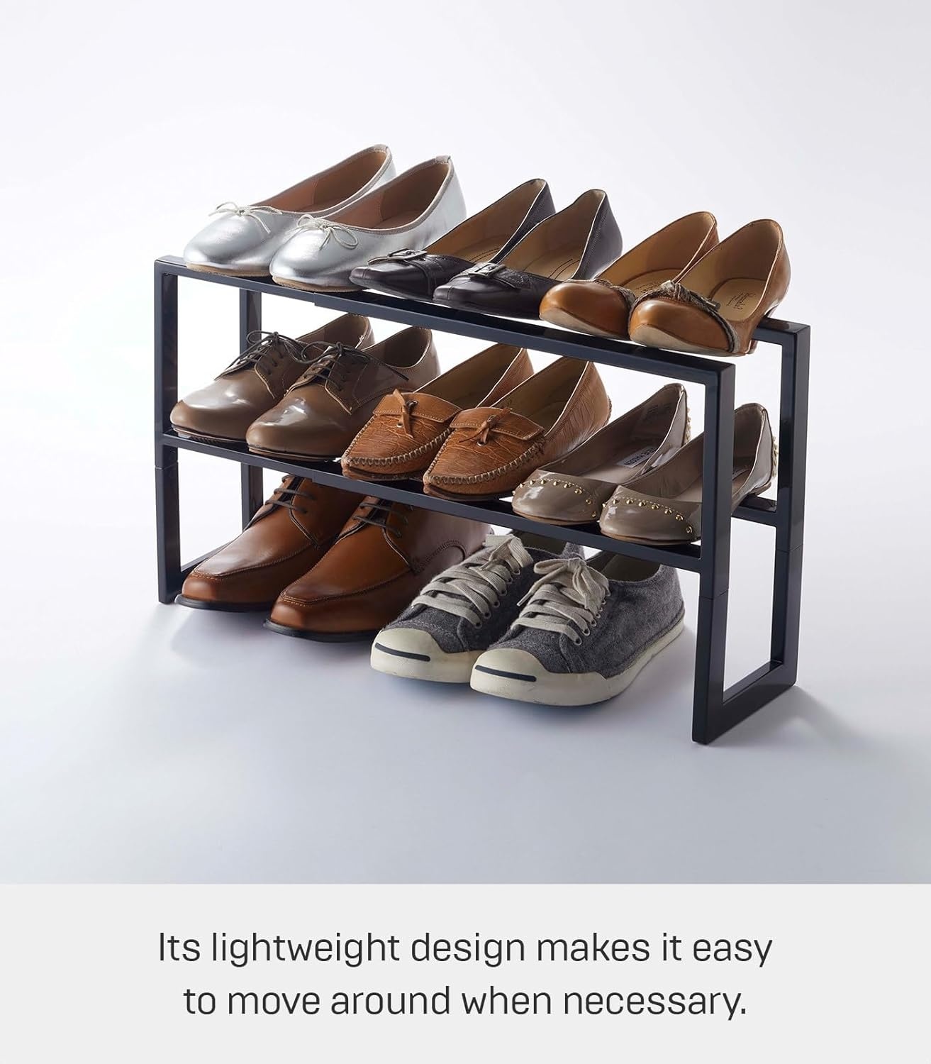 image:imageYAMAZAKI Home Expanding Shoe Rack Metal Adjustable Steel One Size WhiteBlack