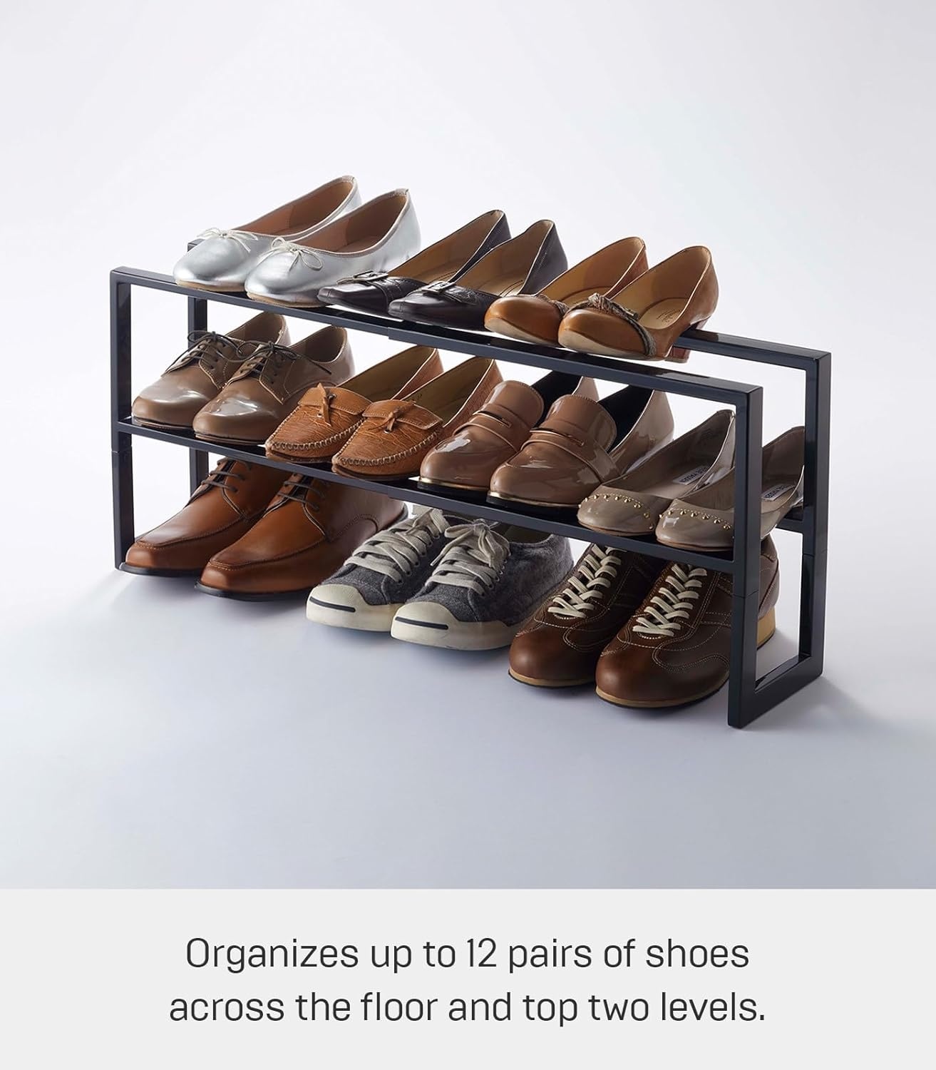 image:imageYAMAZAKI Home Expanding Shoe Rack Metal Adjustable Steel One Size WhiteBlack