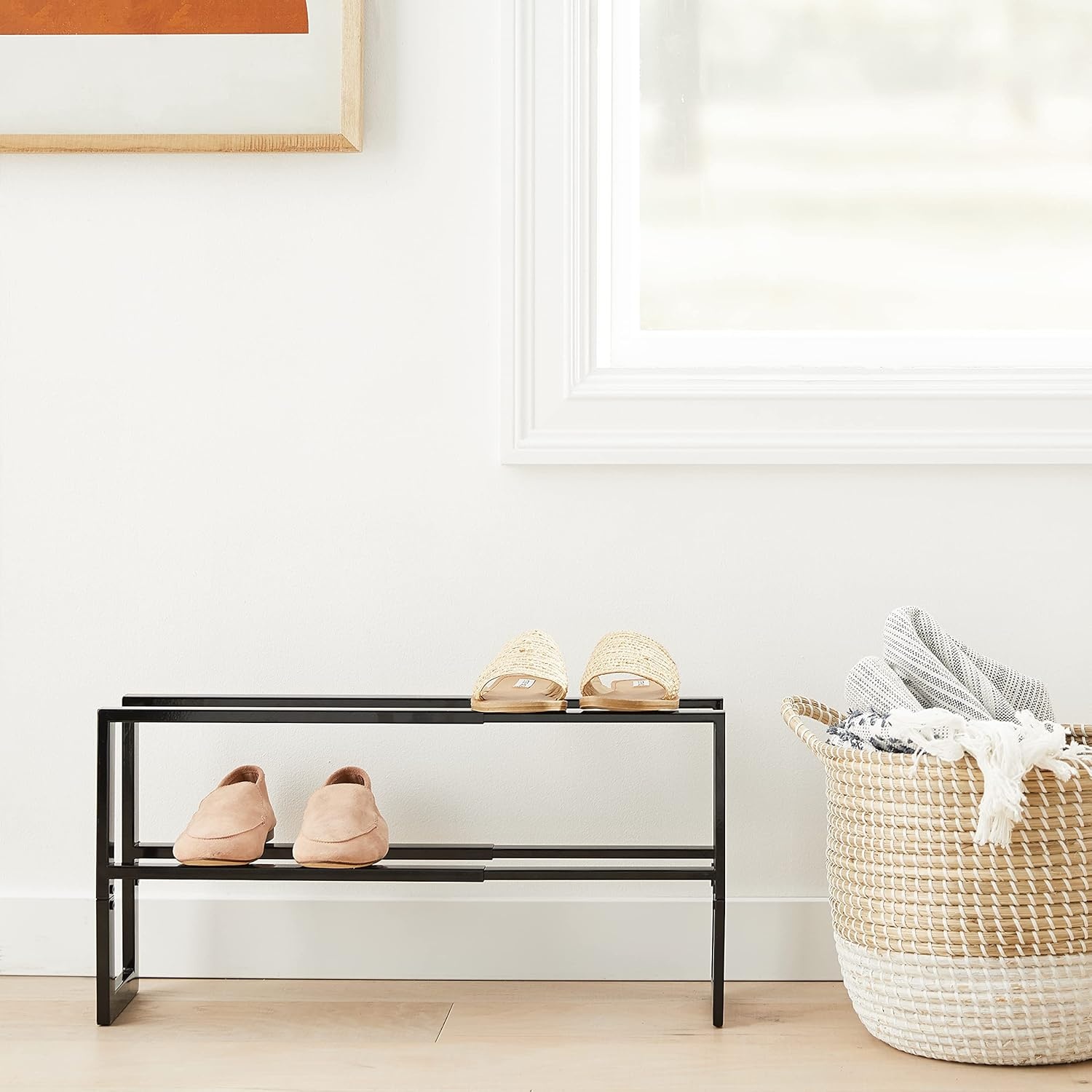 image:imageYAMAZAKI Home Expanding Shoe Rack Metal Adjustable Steel One Size WhiteBlack