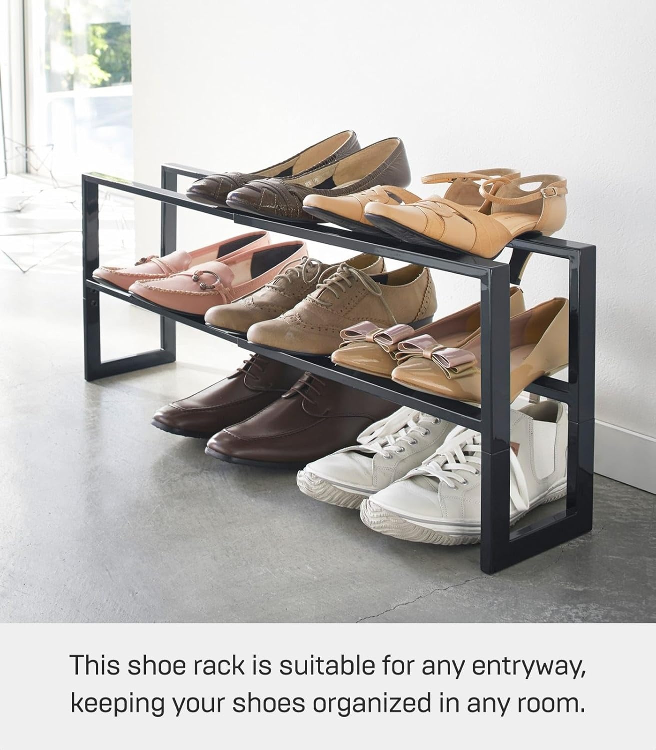 image:imageYAMAZAKI Home Expanding Shoe Rack Metal Adjustable Steel One Size WhiteBlack
