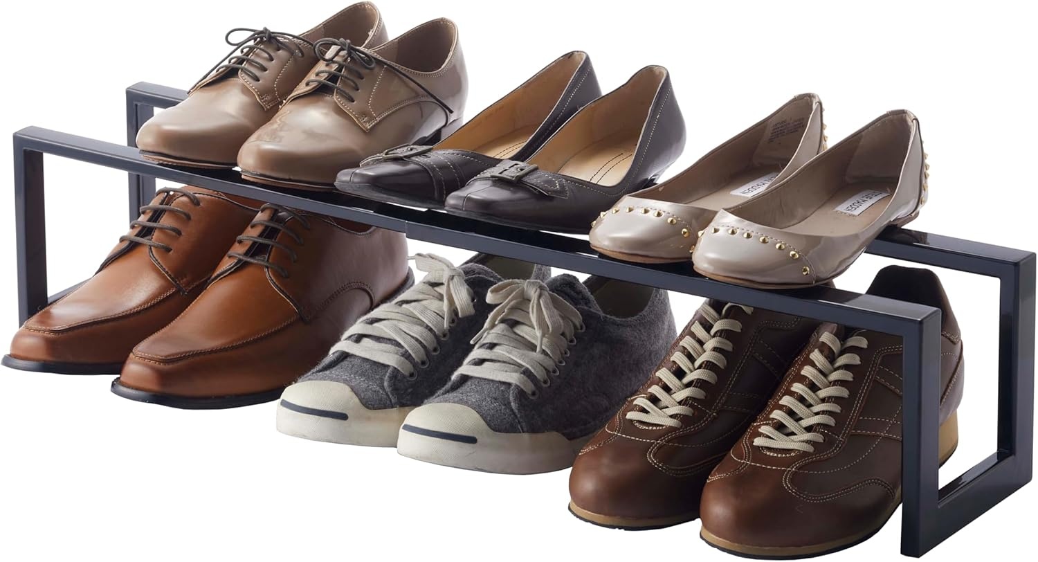 image:imageYAMAZAKI Home Expanding Shoe Rack Metal Adjustable Steel One Size WhiteBlack