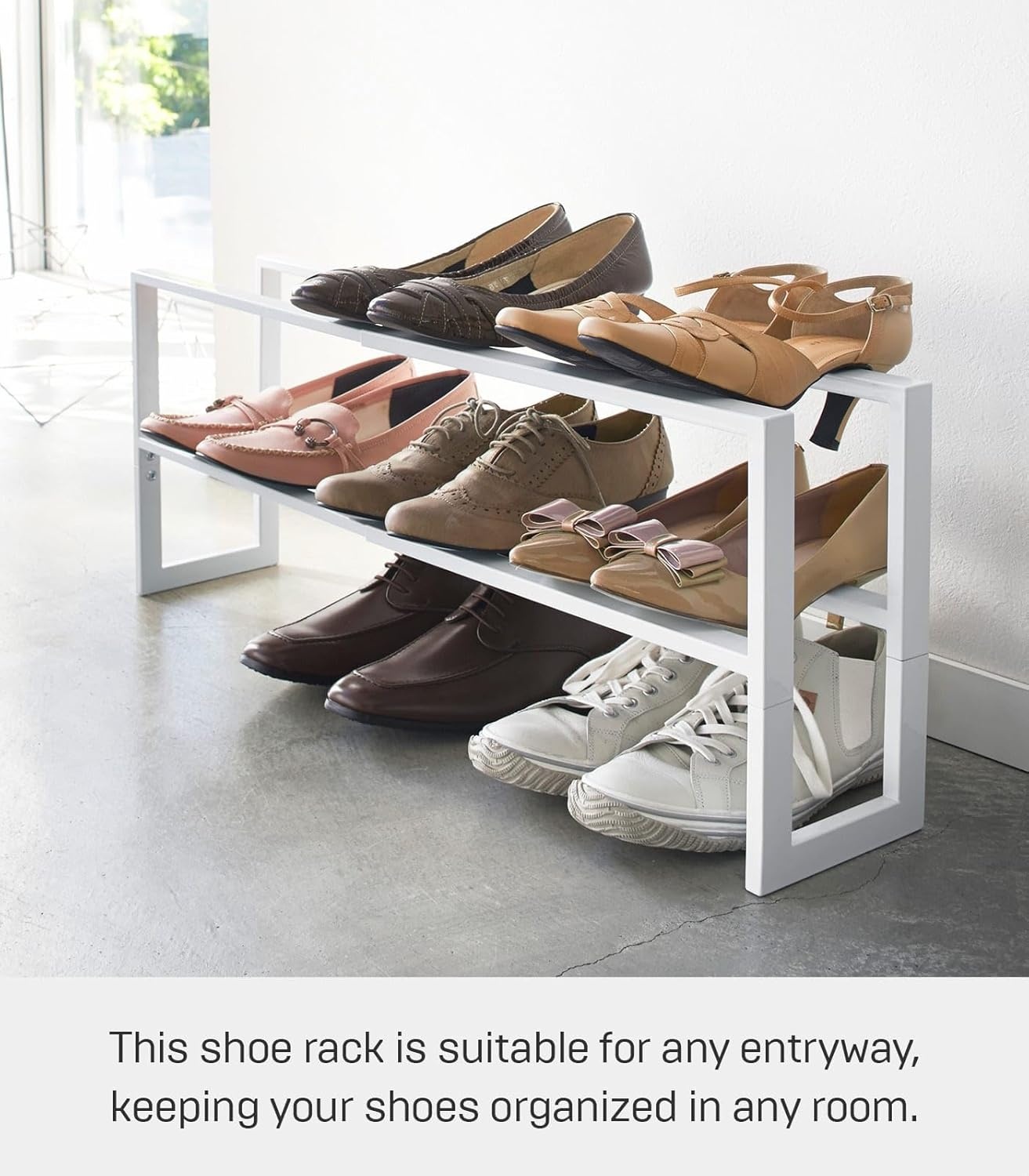 image:imageYAMAZAKI Home Expanding Shoe Rack Metal Adjustable Steel One Size WhiteWhite