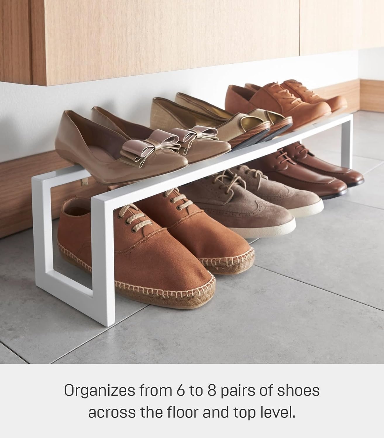 image:imageYAMAZAKI Home Expanding Shoe Rack Metal Adjustable Steel One Size WhiteWhite