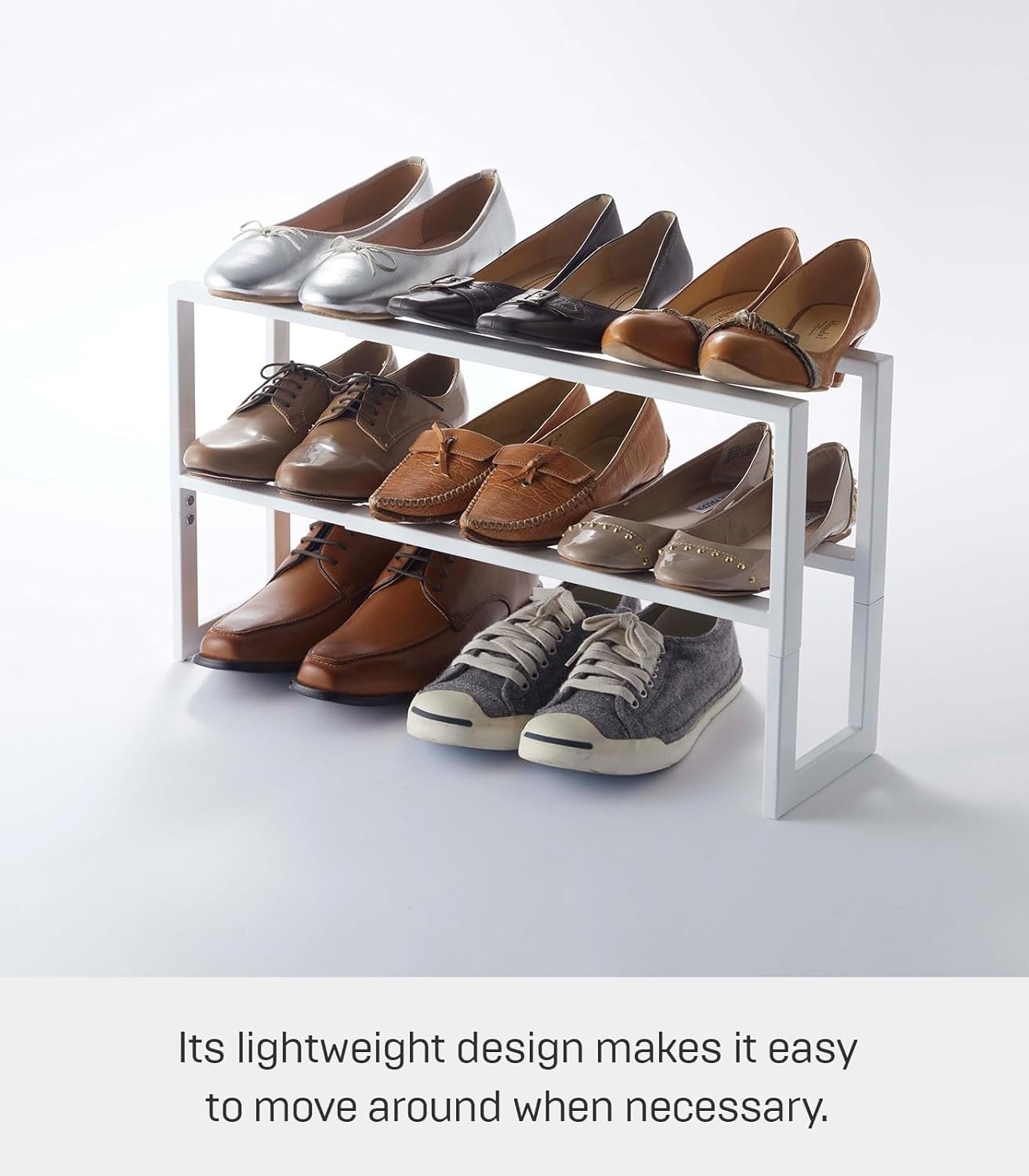 image:imageYAMAZAKI Home Expanding Shoe Rack Metal Adjustable Steel One Size WhiteWhite