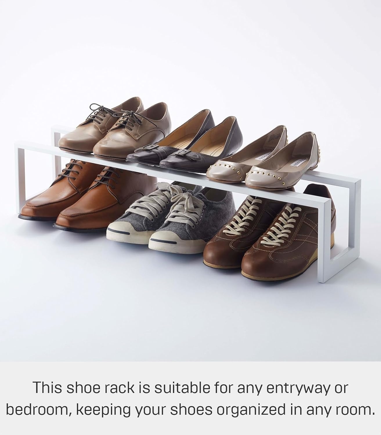 image:imageYAMAZAKI Home Expanding Shoe Rack Metal Adjustable Steel One Size WhiteWhite