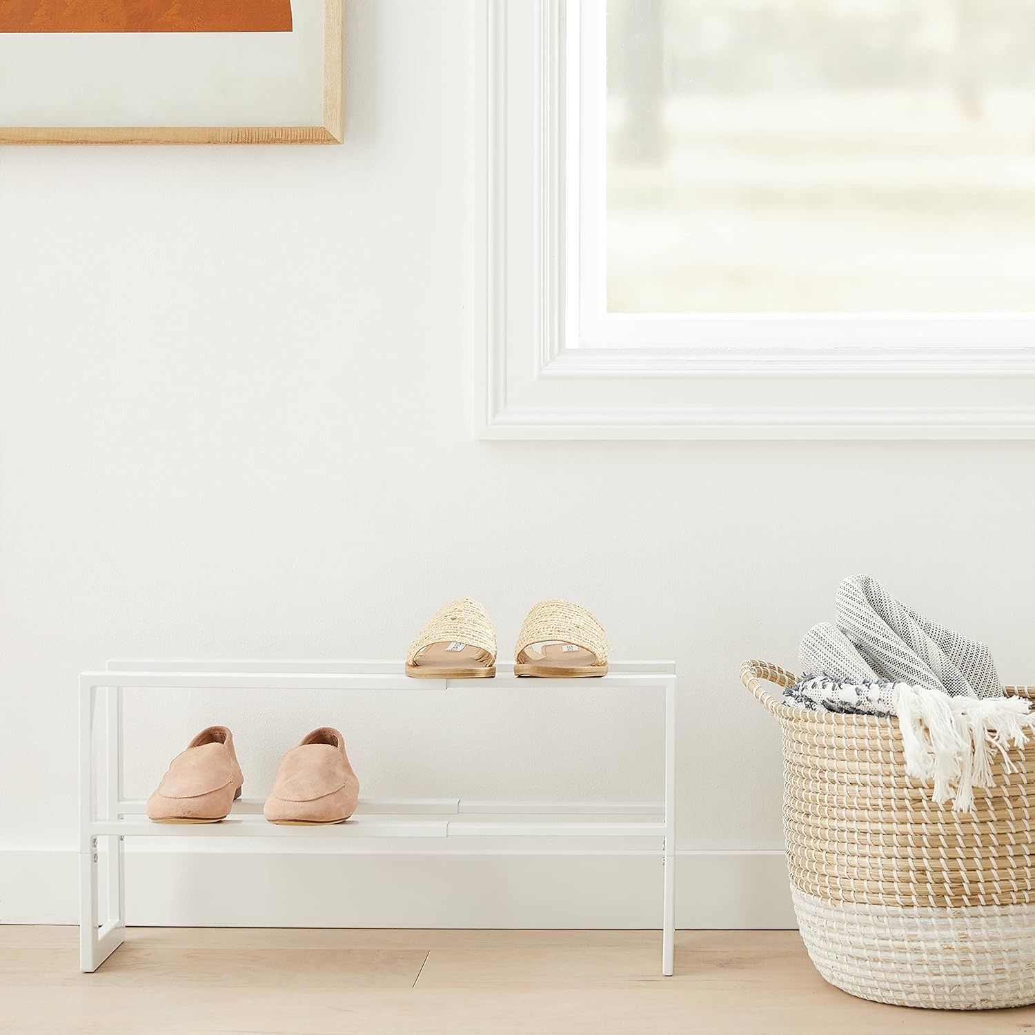 image:imageYAMAZAKI Home Expanding Shoe Rack Metal Adjustable Steel One Size WhiteWhite