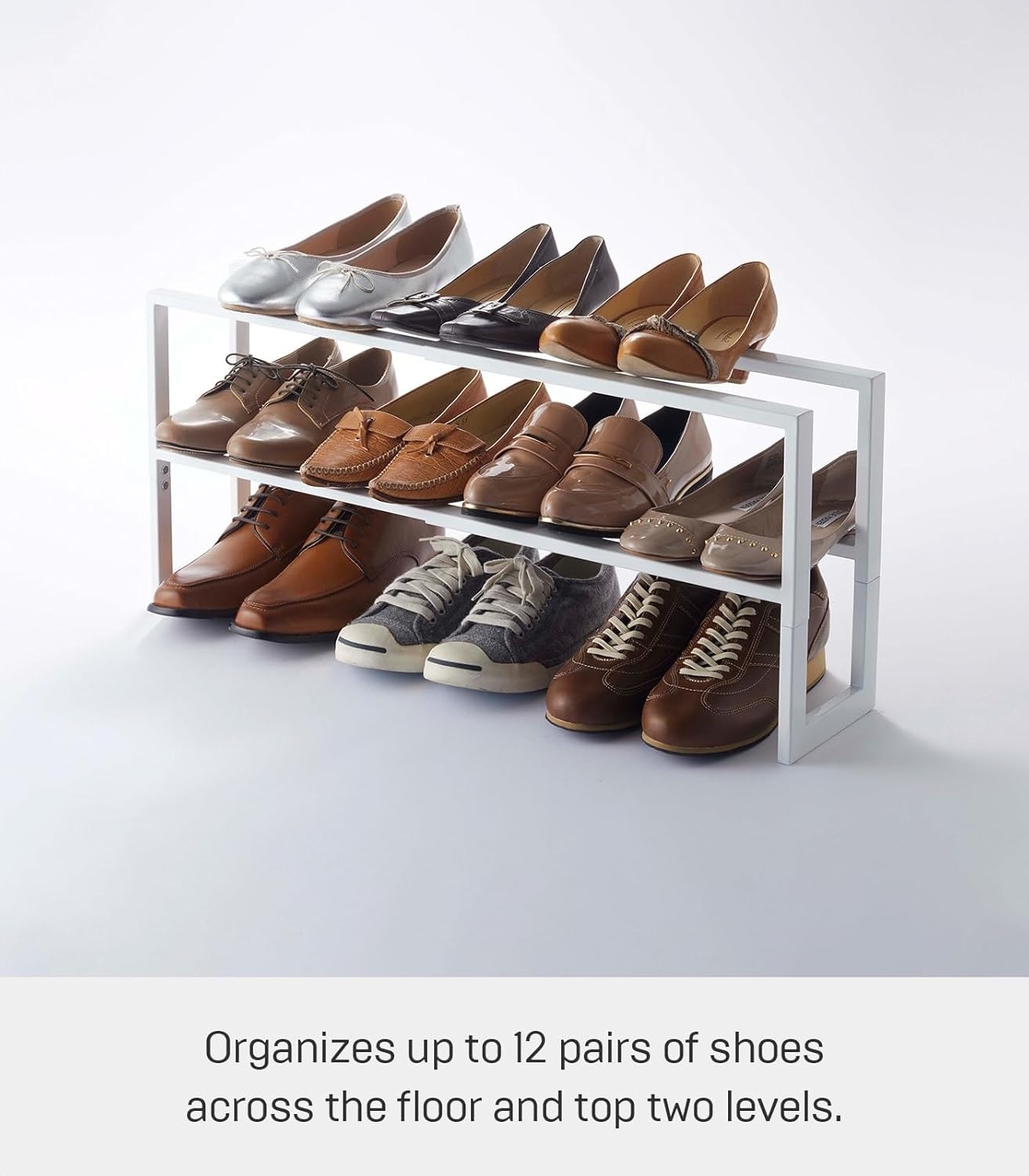 image:imageYAMAZAKI Home Expanding Shoe Rack Metal Adjustable Steel One Size WhiteWhite