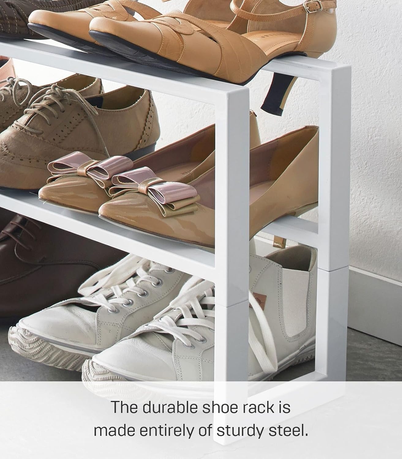 image:imageYAMAZAKI Home Expanding Shoe Rack Metal Adjustable Steel One Size WhiteWhite
