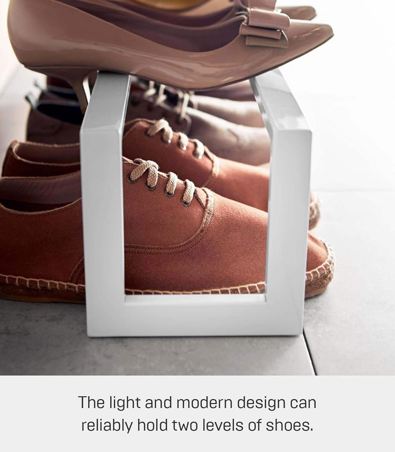 image:imageYAMAZAKI Home Expanding Shoe Rack Metal Adjustable Steel One Size WhiteWhite