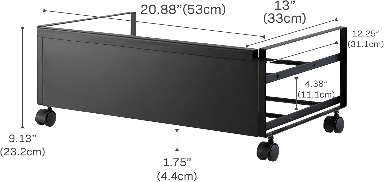 image:imageYAMAZAKI Home Frame Rolling Shoe Rack Compact Entryway Or Bedroom Metal Shoe Organizer With Wheels Steel Holds 4 Shoes 6 HeelsBlack