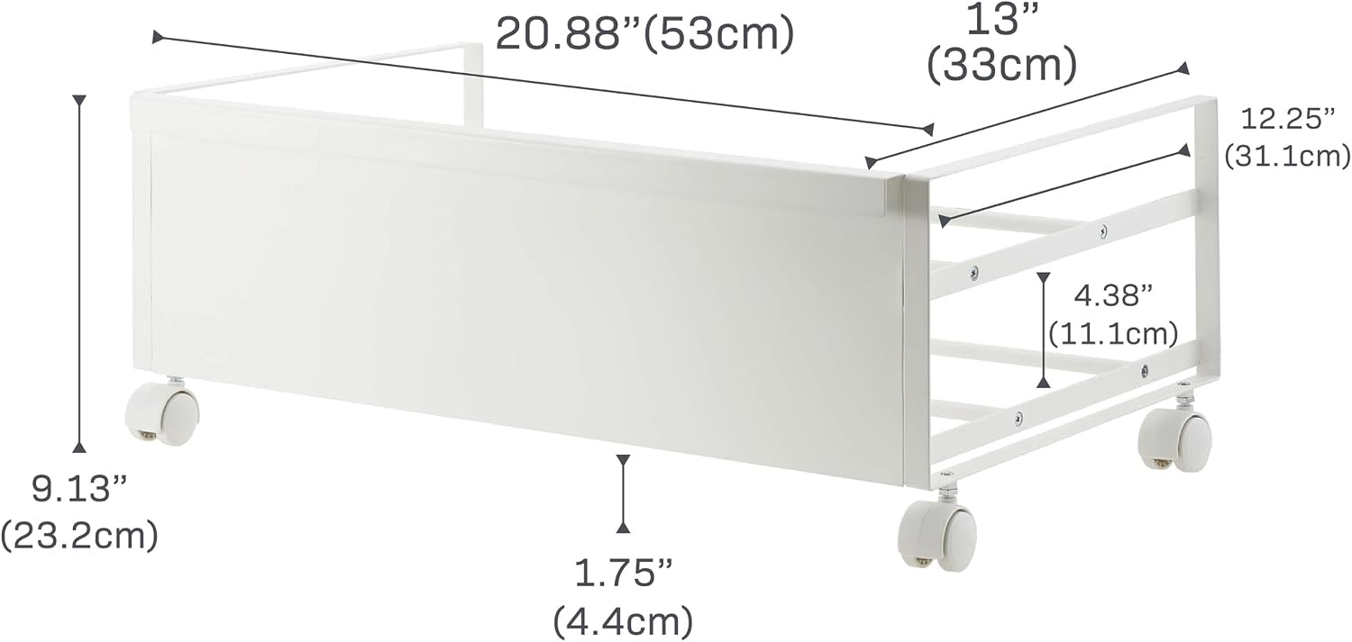 image:imageYAMAZAKI Home Frame Rolling Shoe Rack Compact Entryway Or Bedroom Metal Shoe Organizer With Wheels Steel Holds 4 Shoes 6 HeelsWhite