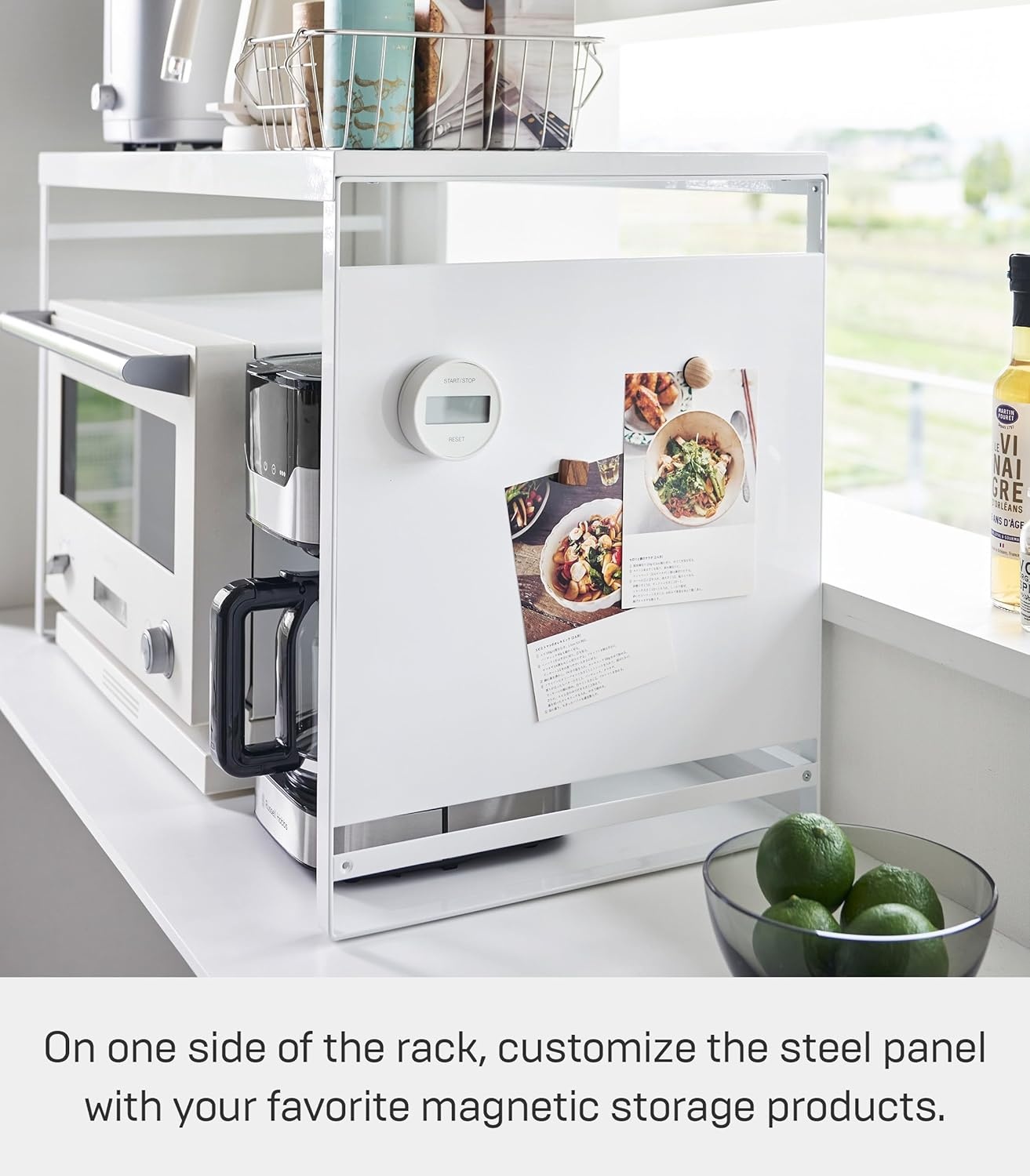 image:imageYAMAZAKI Home Kitchen Appliance Rack Microwave Stand With Steel Side Panel Adjustable Shelves Hooks amp Storage For Countertops Small Kitchen Organizer Modern Minimal Design SteelWhite