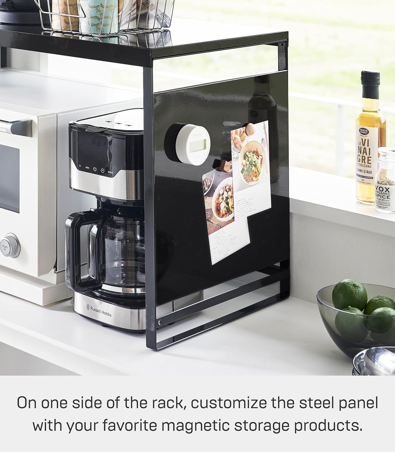 image:imageYAMAZAKI Home Kitchen Appliance Rack Microwave Stand With Steel Side Panel Adjustable Shelves Hooks amp Storage For Countertops Small Kitchen Organizer Modern Minimal Design SteelBlack