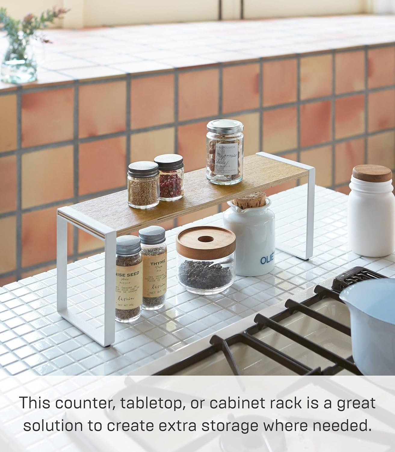 image:imageYAMAZAKI Home Kitchen Rack Counter Storage Shelf Organizer Steel WoodWhiteKitchen Rack Wide